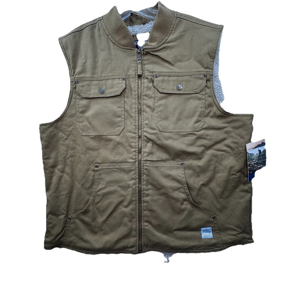 NEW Bass Creek Outfitters‎ Mens XL Vest WorkWear Duck Canvas Sherpa lined warm - Picture 1 of 13